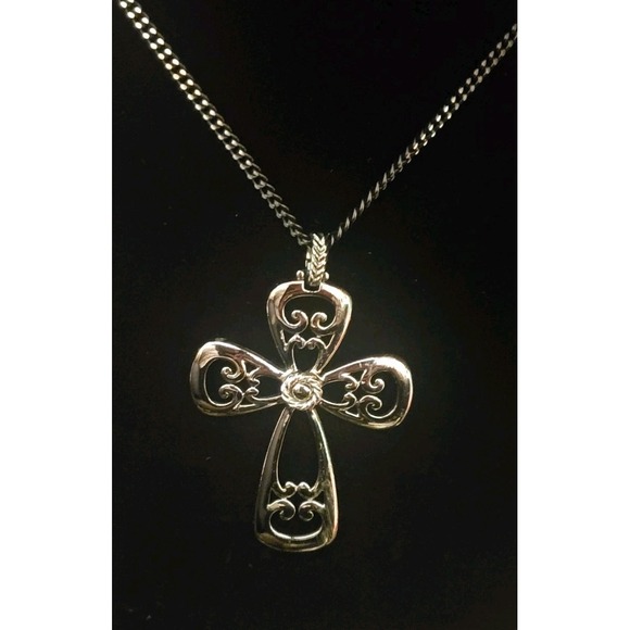 Sarah Coventry Jewelry - Sarah Coventry Romanesque gunmetal gray black cross pendant necklace 24" chain